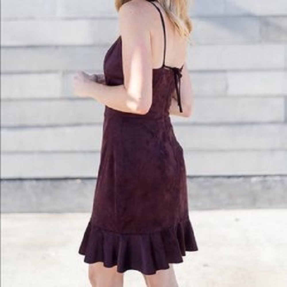 NWT $223 Merlot Faux Suede Kat Dress AMANDA UPRICHARD M L 12